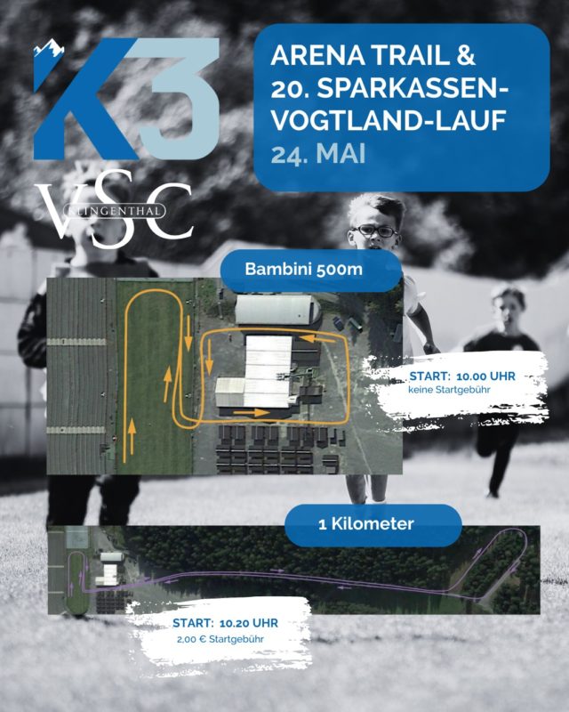 🏃‍♂️ Laufschuhe schnüren, Klingenthal ruft! 🏃‍♀️
Noch zwei Tage bis zum ARENA TRAIL & 20. Sparkassen-Vogtland-Lauf! 💥
Egal ob Bambini, Freizeitläufer oder Trail-Crack – hier ist für alle was dabei:

📍 500 m | 1 km | 2 km | 6 km | 10,5 km | 24 km
🕙 Start ab 10:00 Uhr
🌲 Trail-Feeling inklusive!

💙 Sei dabei und erlebe die Arena laufend – wir freuen uns auf dich!

ℹ️ Alle Informationen und die Ausschreibung zum Event findet ihr unter www.vsc-klingenthal.de

#K3 #vogtlandlauf #arenatrail #klingenthal #vscKlingenthal #laufenmachtglücklich #trailrunning #runvogtland #nordicwalking #laufabenteuer #gemeinsamlaufen #sports #sportlife #sportster #SportsNews #sportmotivation #sportaddict #vogtland #vogtlandliebe #vogtlandarena #vogtlandkreis #vogtlandtourist #vogtlandtourismus